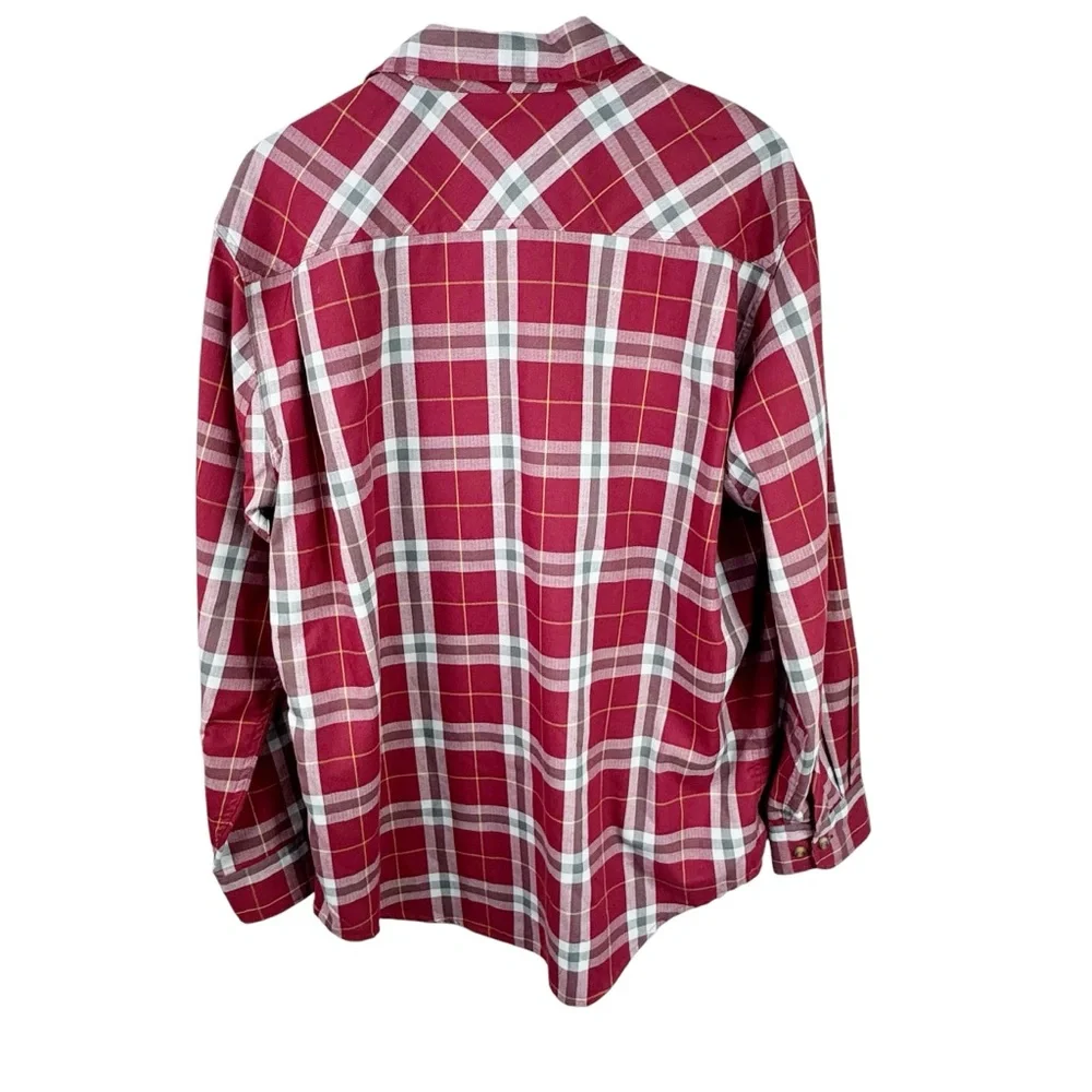 Cabela's Men's Large Button Up Shirt Red Plaid Long Sleeve Outdoors Hiking